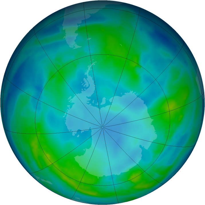 Antarctic ozone map for 08 May 2013